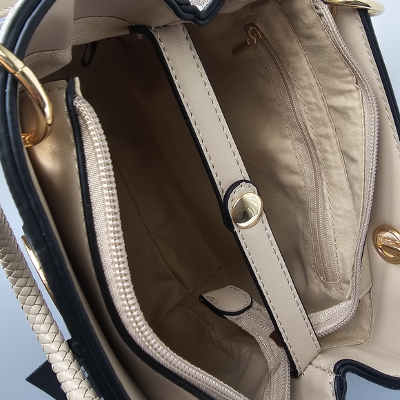 New Elegant Beige Monogram Crossbody Tote Bag - Picture 8 of 11